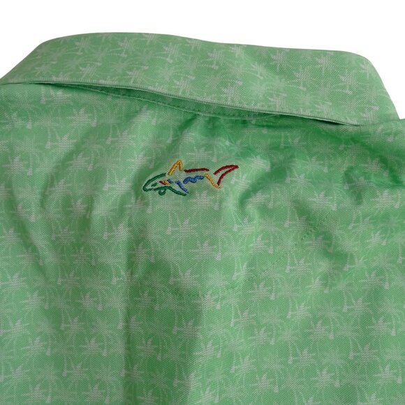 Greg Norman Green Palm Tree Print Golf Polo Shirt Men Size S Play Dry Stretch - Picture 5 of 12